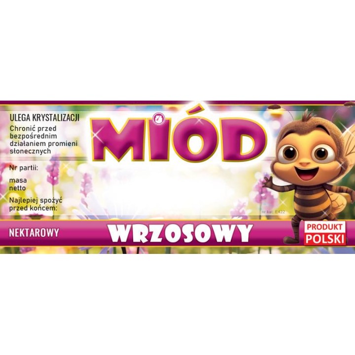 Paczka etykiet na miód wrzosowy (100szt) - wzór E422