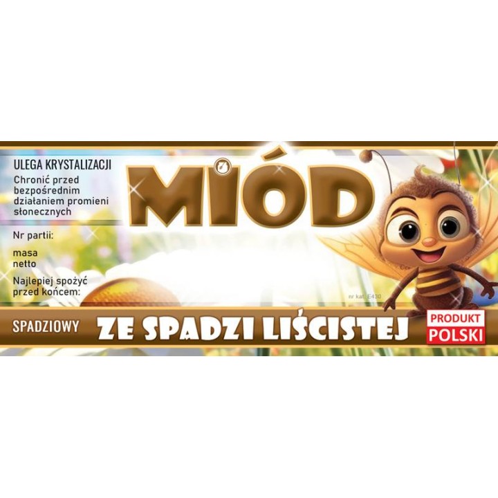 Paczka etykiet na miód ze spadzi liściastej (100szt) - wzór E430