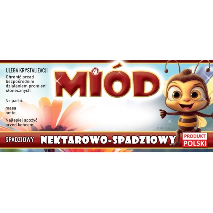 Paczka etykiet na miód ze nektarowo-spadziowy (100szt) - wzór E432