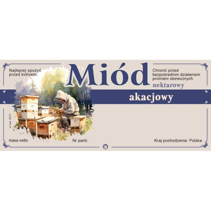 Paczka etykiet na miód akacjowy (100szt) - wzór E271