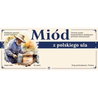 Paczka etykiet na miód z polskiego ula (100szt) - wzór E278
