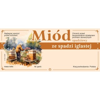 Paczka etykiet na miód ze spadzi iglastej (100szt) - wzór E280