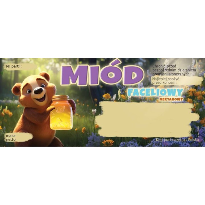 Paczka etykiet na miód faceliowy (100szt) - wzór E1366