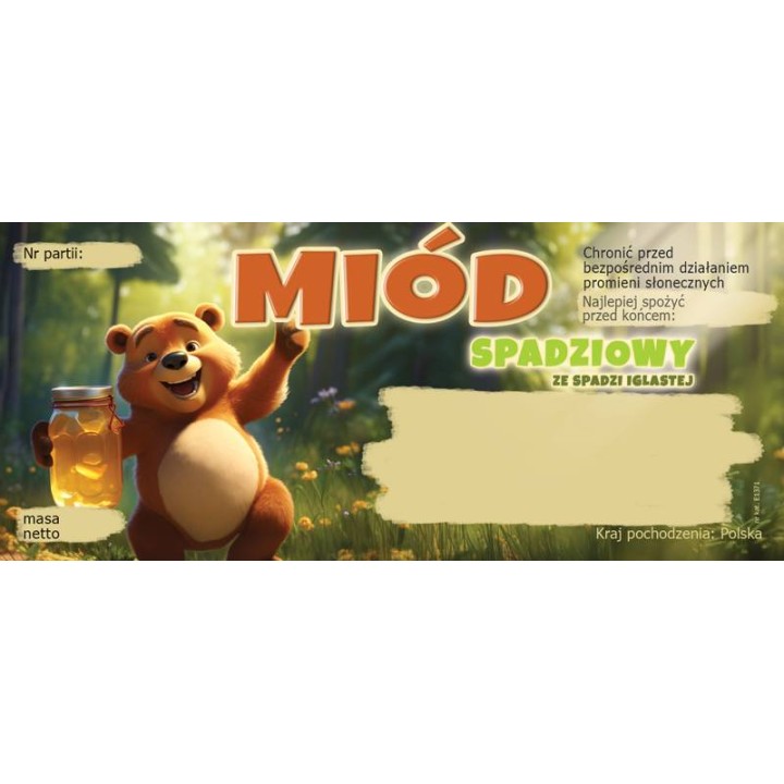 Paczka etykiet na miód ze spadzi iglastej (100szt) - wzór E1371