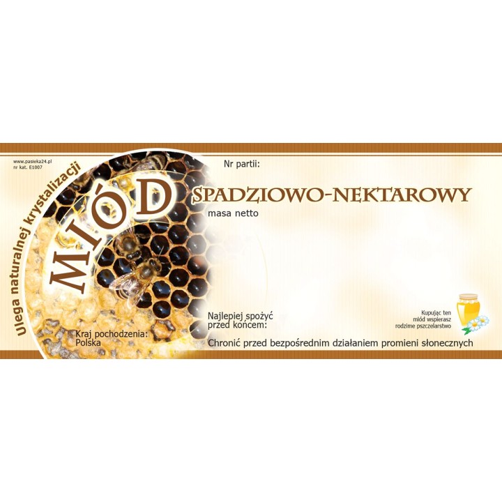Paczka etykiet na miód spadziowo-nektarowy(100szt) - wzór E1007