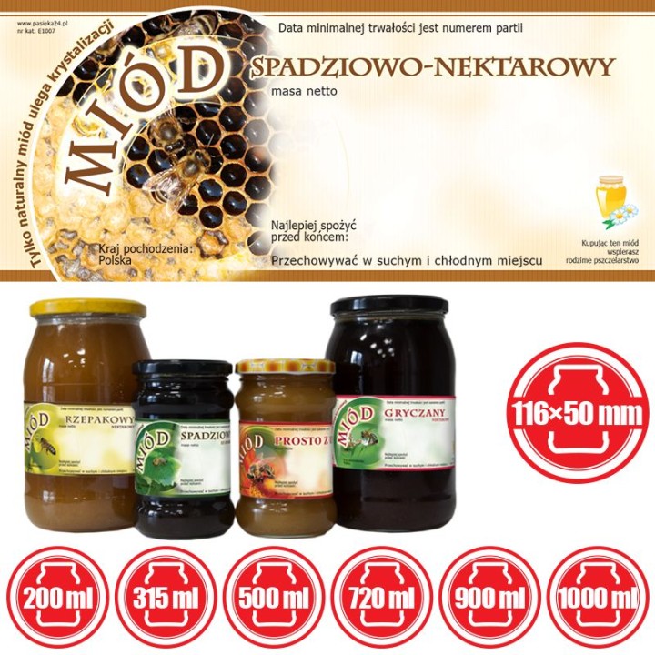 Paczka etykiet na miód spadziowo-nektarowy(100szt) - wzór E1007