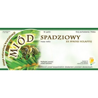 Paczka etykiet na miód ze spadzi iglastej (100szt) - wzór E1009