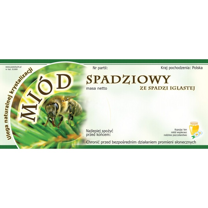 Paczka etykiet na miód ze spadzi iglastej (100szt) - wzór E1009