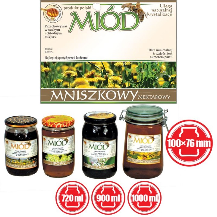 Paczka etykiet na miód mniszkowy (100szt) - wzór E602