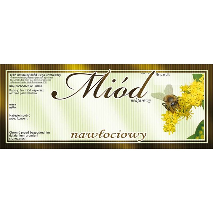Paczka dużych etykiet na miód nawłociowy (100szt) - wzór E139