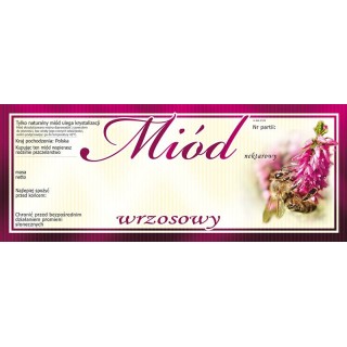 Paczka dużych etykiet na miód wrzosowy (100szt) - wzór E141