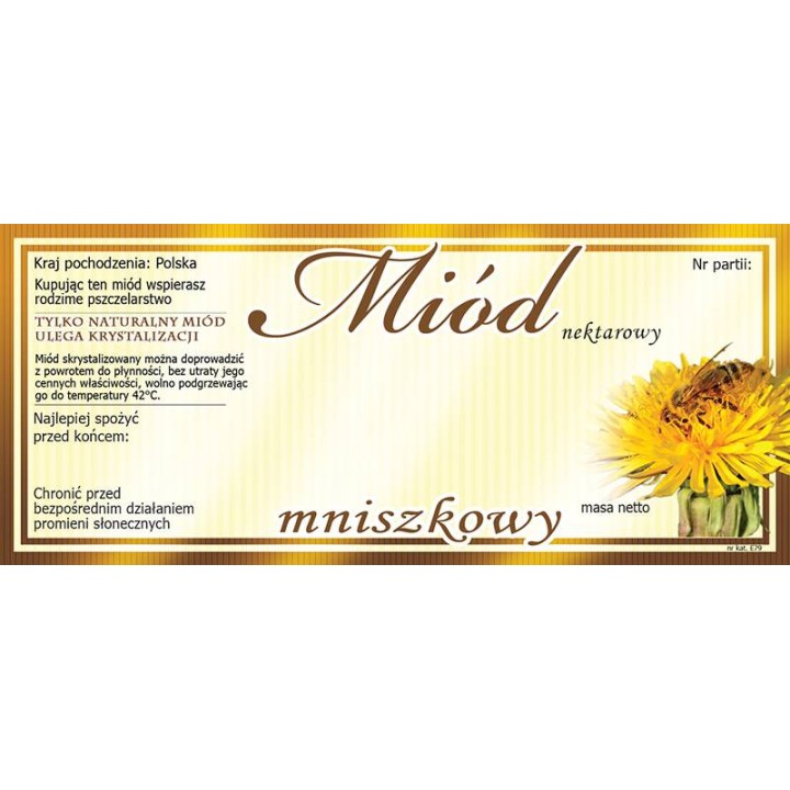 Paczka etykiet na miód mniszkowy (100szt) - wzór E79