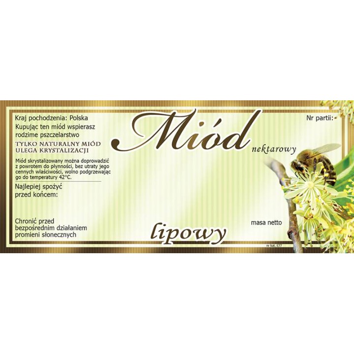 Paczka etykiet na miód lipowy (100szt) - wzór E77