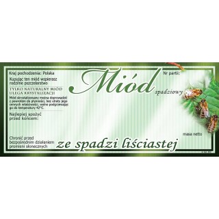 Paczka etykiet na miód ze spadzi liściastej (100szt) - wzór E82
