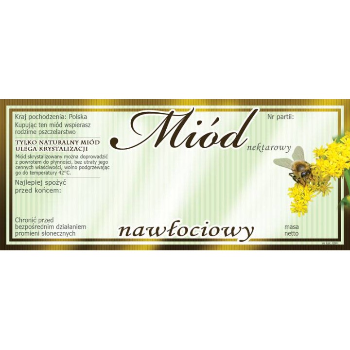Paczka etykiet na miód nawłociowy (100szt) - wzór E84