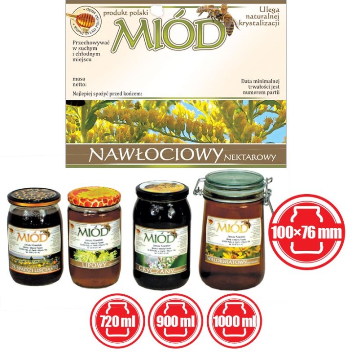 Paczka etykiet na miód nawłociowy (100szt) - wzór E610