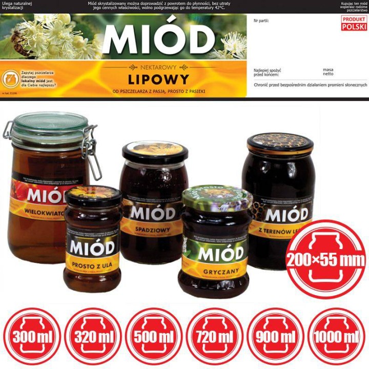 Paczka etykiet z kontretykietą na miód lipowy (100szt) - wzór E1206