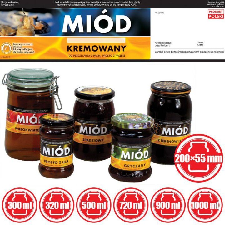 Paczka etykiet z kontretykietą na miód kremowany(100szt) - wzór E1208