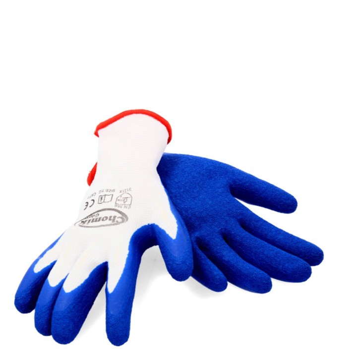 RĘKAWICE OCHRONNE "10" DZIANE Z POLIESTRU POKRYTE LATEKSEM