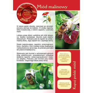 Broszurka informacyjna o miodzie - miód malinowy (20szt) - U13