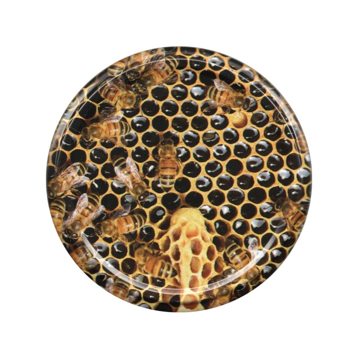 Paczka DUŻYCH nakrętek na słoiki z miodem (50szt) - wzór ND98