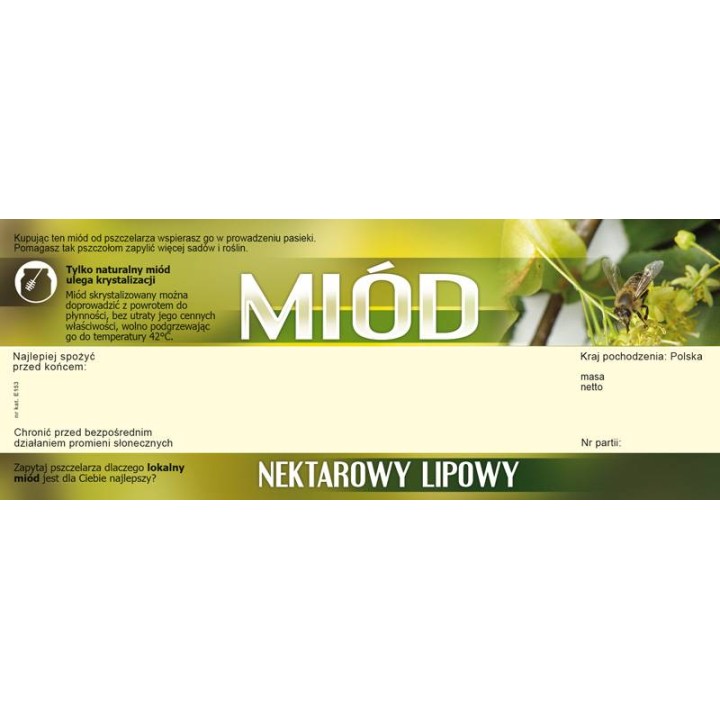 Paczka dużych etykiet na miód lipowy (100szt) - wzór E153