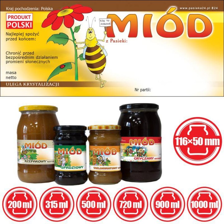 Paczka etykiet na miód  - wzór E24