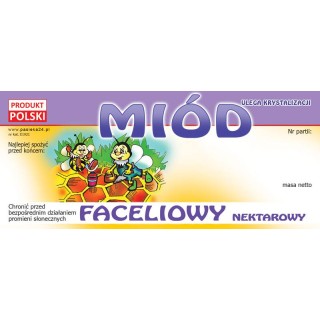 Paczka etykiet na miód faceliowy 116x50 (100szt) - wzór E1021