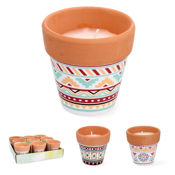 ŚWIECZKA DEKORACYJNA CITRONELLA "AZTEK" 8 x 8 cm - INA0722