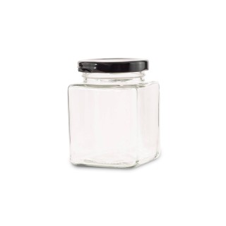 Paczka 6szt słoiczków kwadratowych 200ml z nakrętkami czarnymi - wzór A107