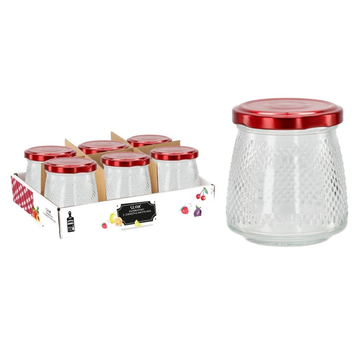 Słoiczek 180ml kryształ z czerwoną metalową zakrętką (1szt) - wzór BUS2554