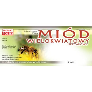 Paczka etykiet na miód wielokwiatowy nektarowy – wzór E21