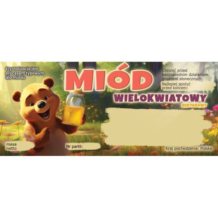 Paczka etykiet na miód wielokwiatowy (100szt) - wzór E1360
