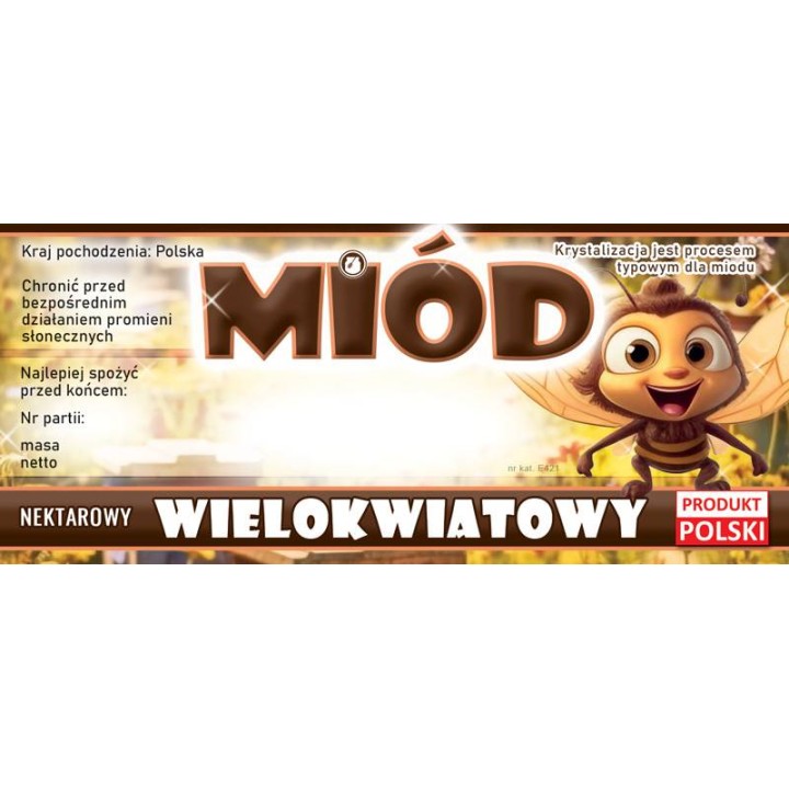 Paczka etykiet na miód wielokwiatowy (100szt) - wzór E421