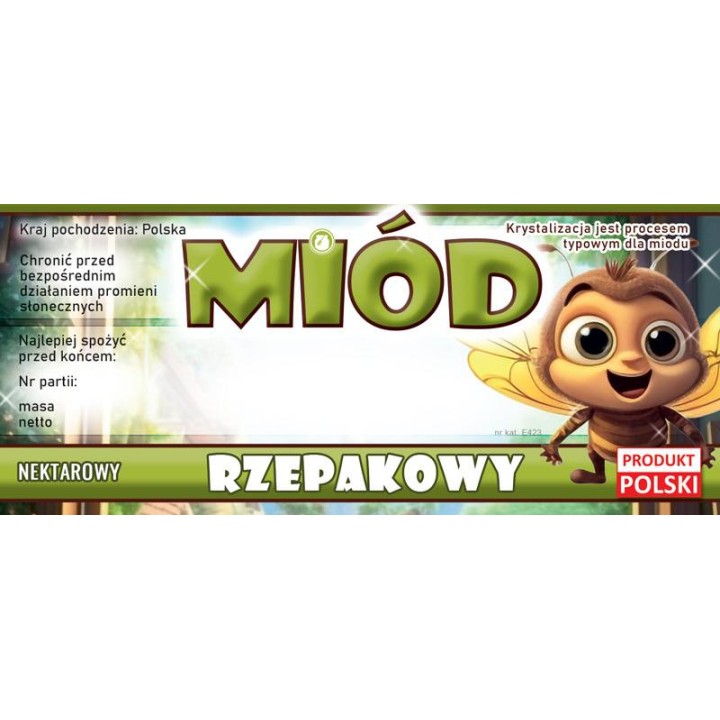 Paczka etykiet na miód rzepakowy (100szt) - wzór E423