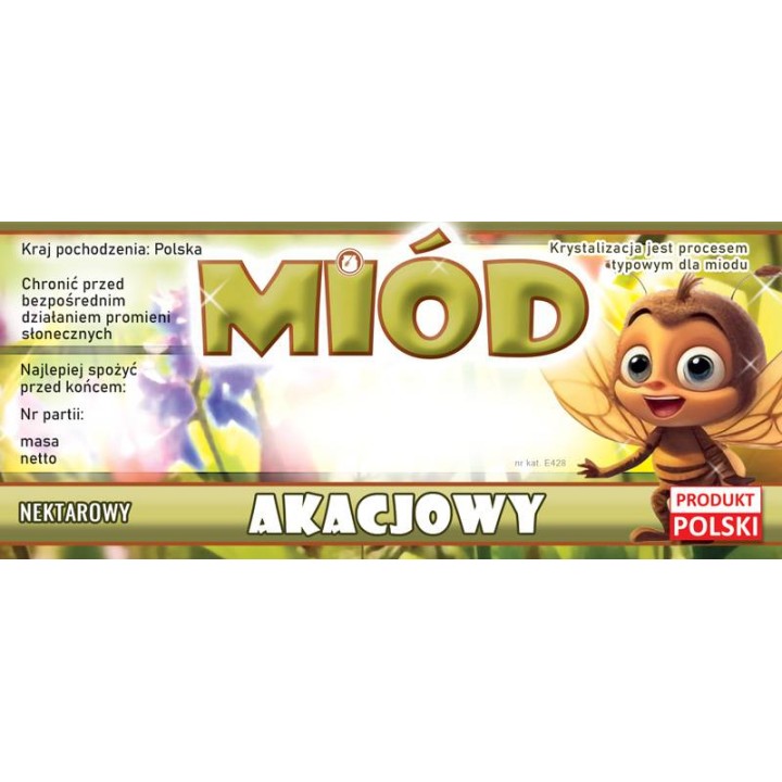 Paczka etykiet na miód akacjowy (100szt) - wzór E428