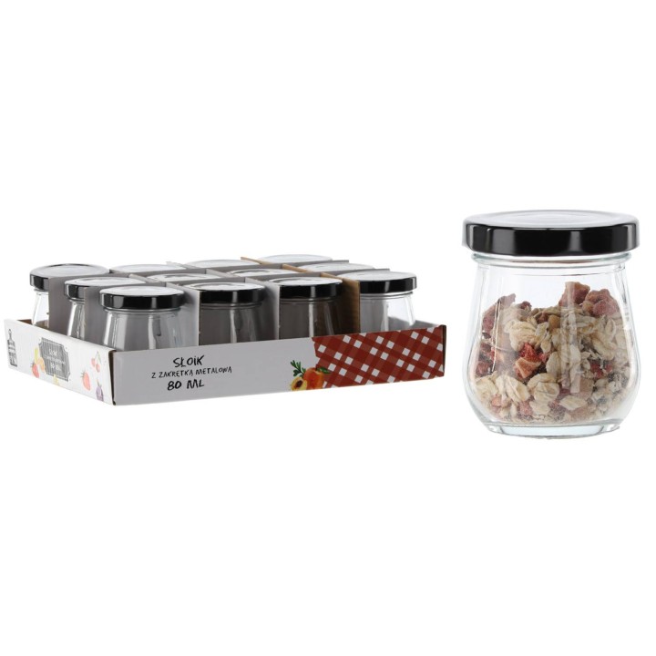 Słoiczek 100ml z czarną metalową zakrętką (1szt) - wzór BUS2448