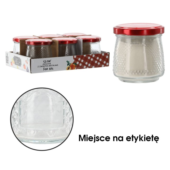 Słoiczek 140ml kryształ z czerwoną metalową zakrętką (1szt) - wzór BUS2561