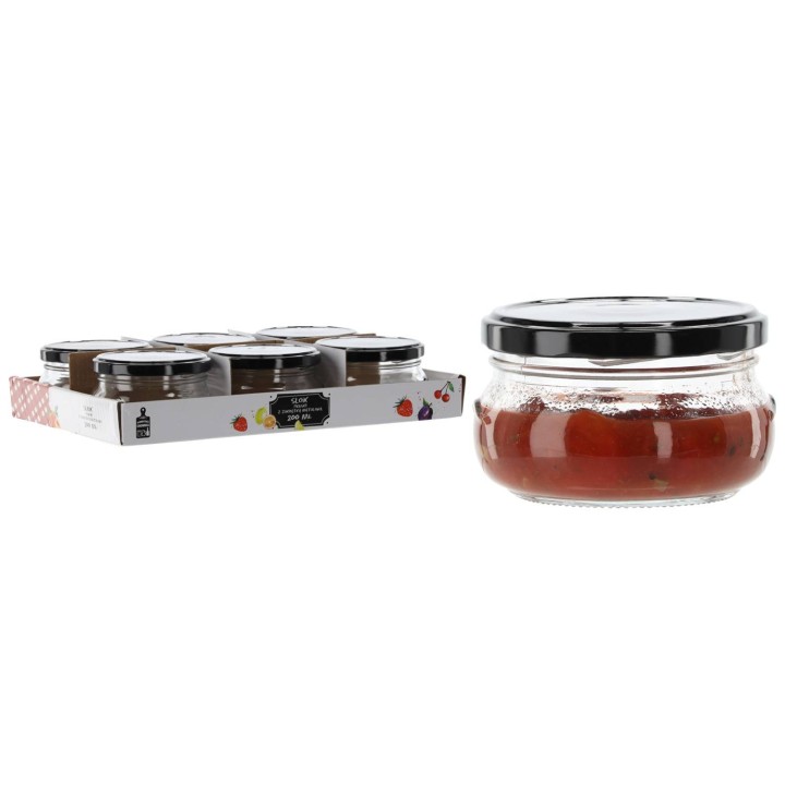 Płaski słoiczek 200ml z czarną metalową zakrętką (1szt) - wzór BUS2240
