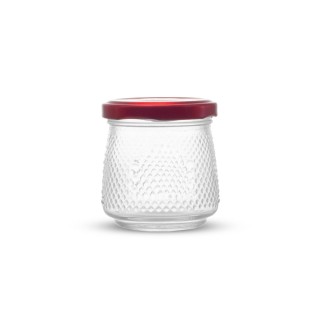 Słoiczek 180ml kryształ z czerwoną metalową zakrętką (1szt) - wzór BUS2554