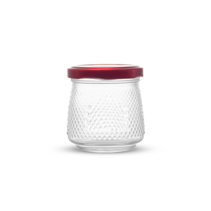 Słoiczek 180ml kryształ z czerwoną metalową zakrętką (1szt) - wzór BUS2554