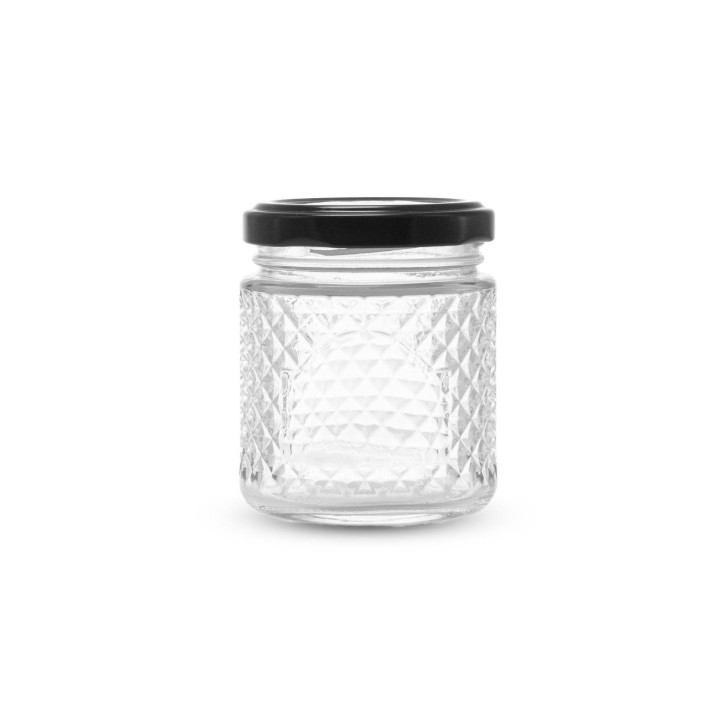 Słoiczek 160 ml kryształ z czarną metalową zakrętką (1szt) - wzór BUS2516