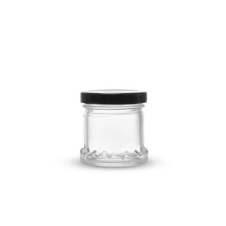 Słoiczek 60ml z tłoczeniem czarną metalową zakrętką (1szt) - wzór BUS2493