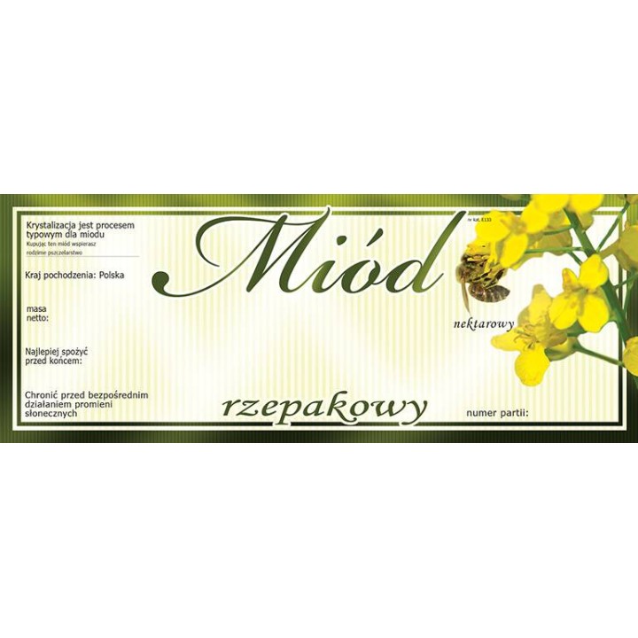 Paczka dużych etykiet na miód rzepakowy (100szt) - wzór E133
