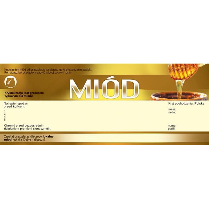 Paczka dużych etykiet na miód prosto z ula (100szt) - wzór E157