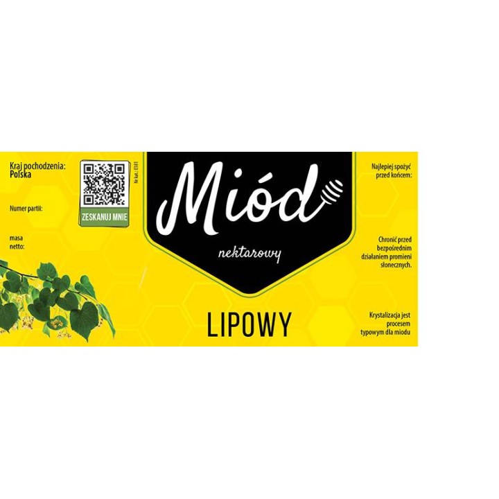 Paczka dużych etykiet na miód lipowy (100szt) - wzór E181