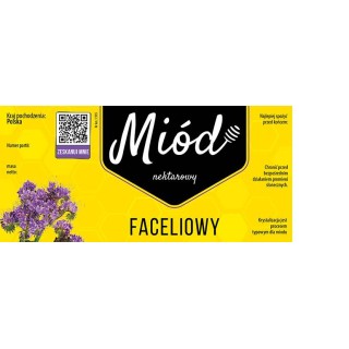 Paczka dużych etykiet na miód faceliowy (100szt) - wzór E185