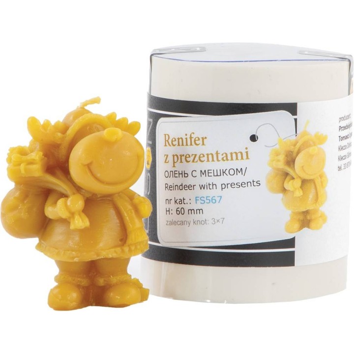 Silikonowa forma na świece - Renifer z prezentami - wzór FS567
