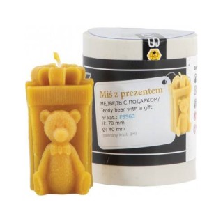 Silikonowa forma na świece - Miś z prezentem - wzór FS563