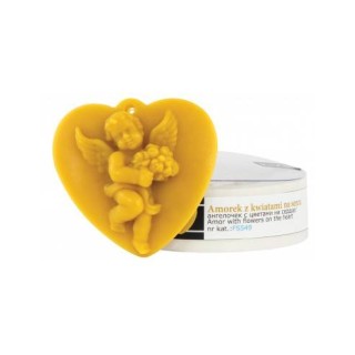 Silikonowa forma na świece - Amorek z kwiatami w sercu - wzór FS549